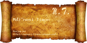 Ménesi Timon névjegykártya